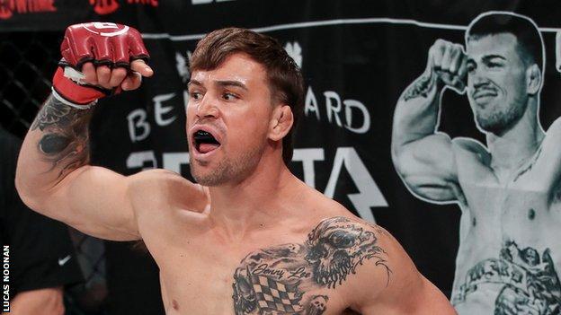 Brennan Ward celebrates victory at Bellator 274