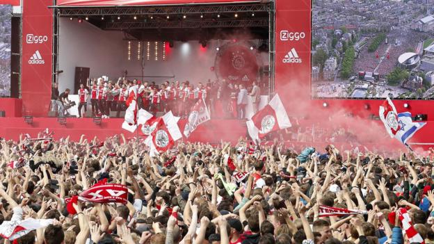 Ajax: 1000,000 fans turn up to celebrate league and cup double - BBC Sport
