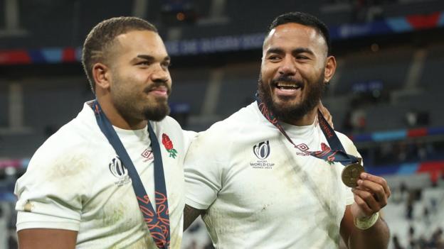 Ollie Lawrence and Manu Tuilagi in Lyon