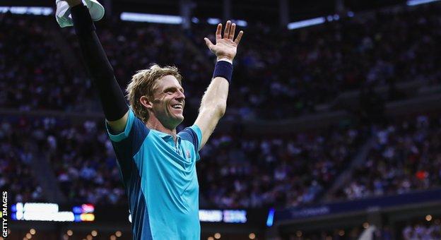 Kevin Anderson celebrates reaching his first Grand Slam final when beating Spain's Pablo Carreno Busta at the 2017 US Open