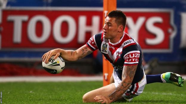 Shaun Kenny-Dowall scores for Sydney Roosters in the 2013 Grand Final versus Manly