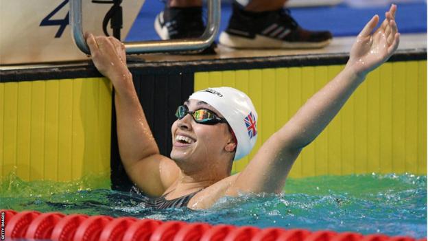 Para swimmer Grace Harvey celebrates