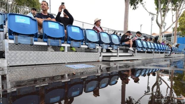 Australian Open court with rain