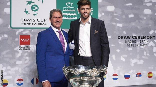 Gerard Pique at the draw for the Davis Cup in Madrid
