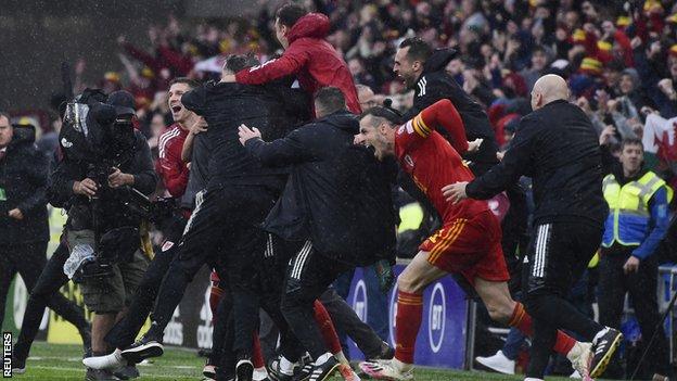 Wales celebrated wildly at the full-time whistle in Cardiff