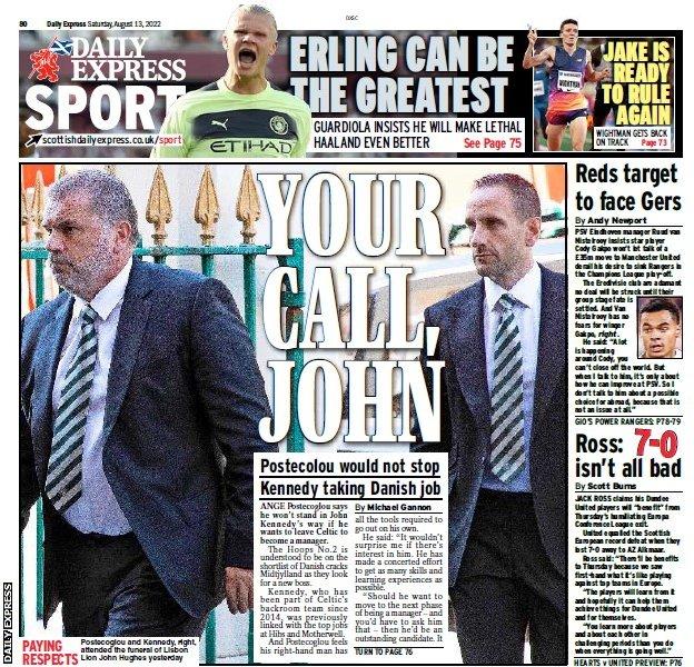 The back page of the Scottish Daily Express on 130822