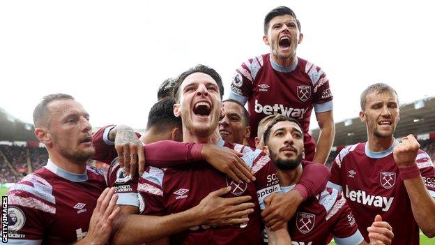 Declan Rice and West Ham celebrate