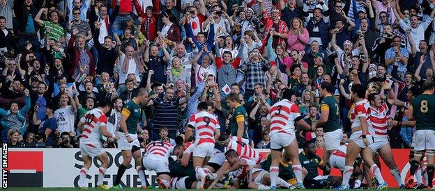 Japan beat South Africa with a last minute try in 2015 in arguably the biggest World Cup-shock ever