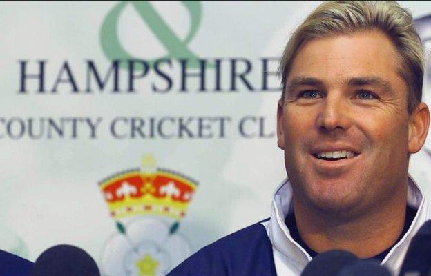 Shane Warne played County Cricket in England for Hampshire