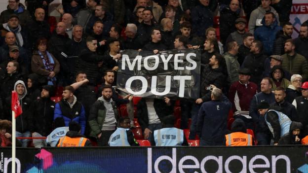 'Moyes Out' shown by the West Ham fans