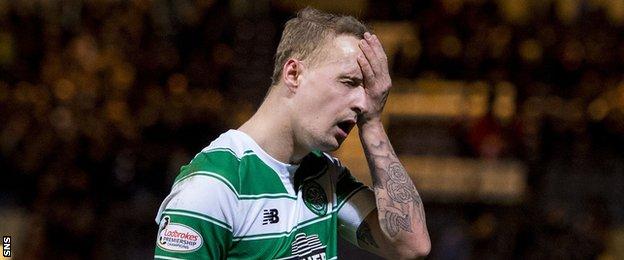 Celtic striker Leigh Griffiths shows his frustration