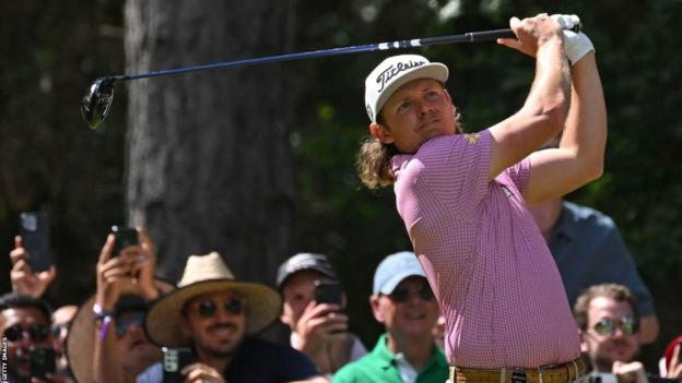 Australia's Cameron Smith watches his drive from the 4th tee on the final day of the LIV Golf Invitational Series event at The Centurion Club in St Albans