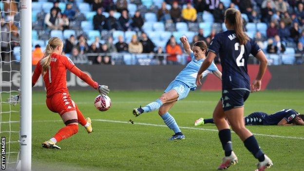 Hayley Raso shoots for Manchester City