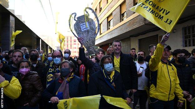 Villarreal fans support their team