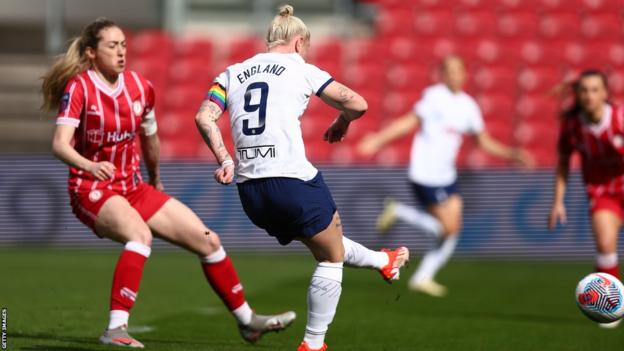 Beth England scoring for Tottenham against Bristol City