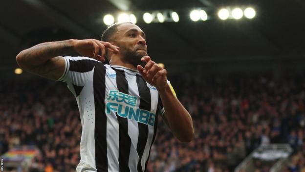 Newcastle striker Callum Wilson celebrates after scoring against Southampton