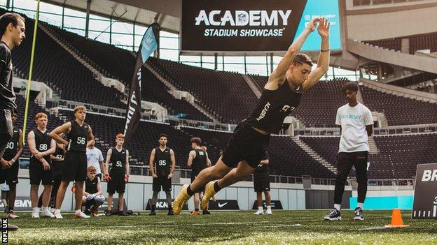 NFL UK Academy students train at Tottenham Hotspur's stadium