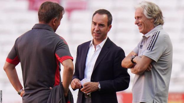 Braga owner Antonio Salvador attends a training session