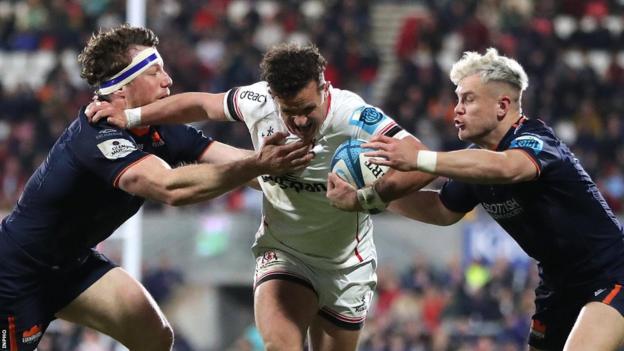 Ulster fly-half Billy Burns attempts to charge through the Edinburgh defence