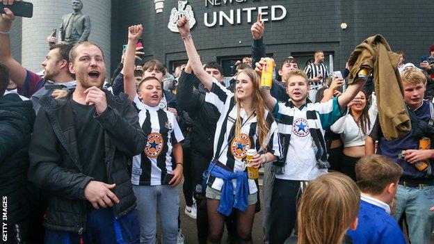Newcastle fans outside St James' Park