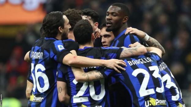 Inter Milan celebrate goal against Juventus