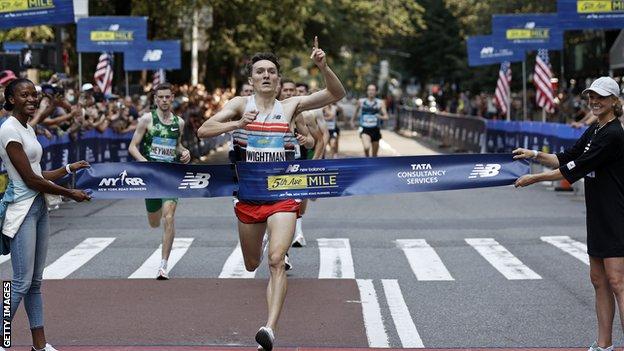 Jake Wightman won the 5th Avenue Mile race in New York on Sunday