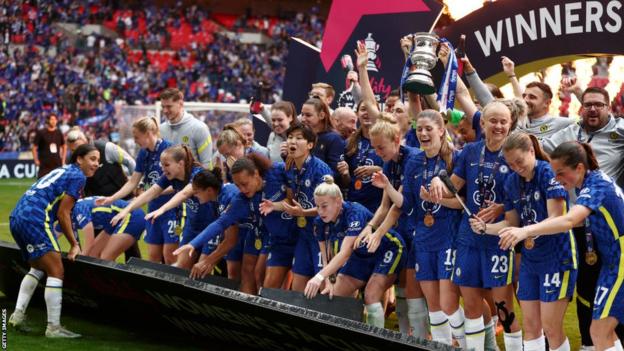 Chelsea celebrate winning the FA Cup in 2022