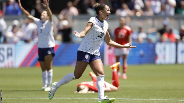 Trinity Rodman celebrates