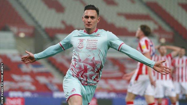 Connor Roberts celebrates his fourth goal of the season