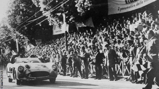 Stirling Moss wins Mille Miglia