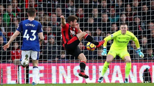 Ryan Fraser scores his third goal of the season to give Bournemouth the lead at the Vitality Stadium