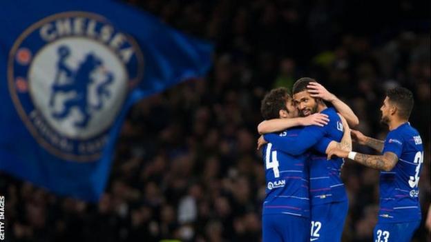 Ruben Loftus-Cheek celebrates after scoring for Chelsea against Bate Borisov in the Europa League