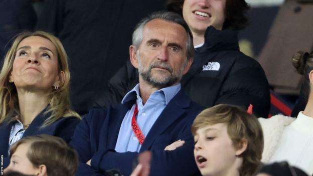 Jean-Claude Blanc in the crowd at the Ligue 1 match between Nice and Paris St-Germain