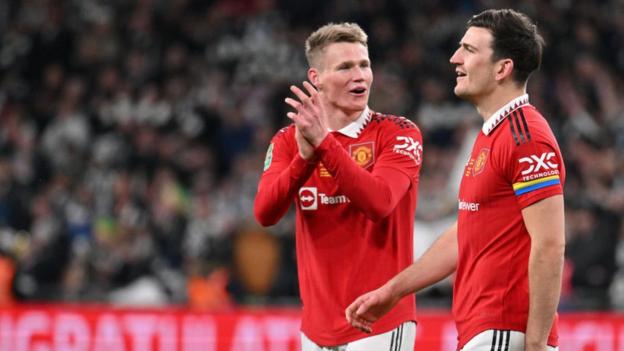 Scott McTominay and Harry Maguire connected  the transportation   during the Carabao Cup last  astatine  Wembley Stadium