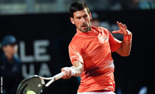 Novak Djokovic in action at the Italian Open