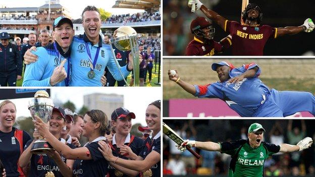 Eoin Morgan, Jos Buttler, Charlotte Edwards, Carlos Brathwaite, Dwayne Leverock and Kevin O'Brien in World Cup action