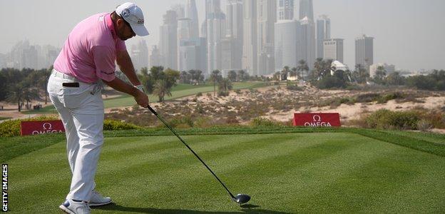 Richie Ramsay teeing off in Dubai