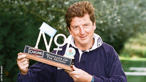 Roy Hodgson with the August 1997 Premier League manager of the month award while at Blackburn