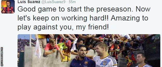 Luis Suarez tweet on playing Steven Gerrard