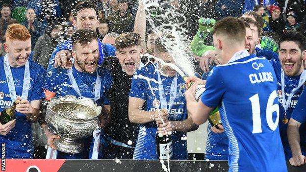 It's a champagne moment for Dungannon Swifts as they celebrate their League Cup triumph