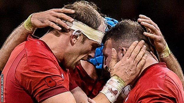Wales celebrate beating Australia