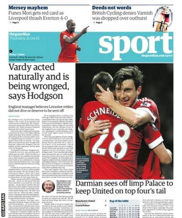 Wednesday's Guardian back page