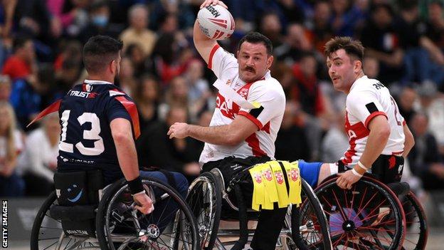 England's Seb Bechara in action against France