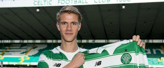 Kristoffer Ajer with his Celtic strip