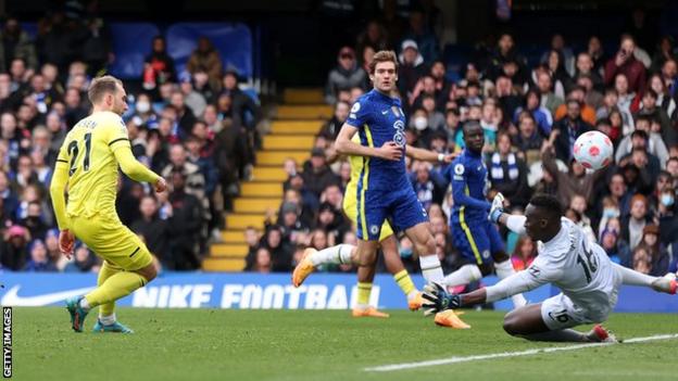 Christian Eriksen scores for Brentford against Chelsea in the Premier League