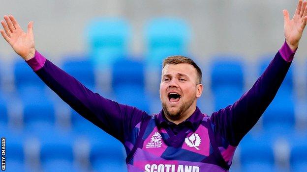 Mark Watt appeals for a wicket for Scotland