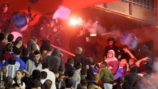 Hajduk Split training watched by 3,000 rowdy fans with flares and banners  ahead of fierce derby against Dinamo Zagreb