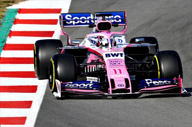 Sergio Perez driving the new Racing Point car