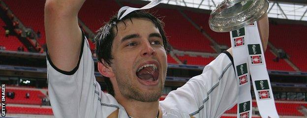 Jake Ash celebrates winning the 2007 FA Vase at Wembley