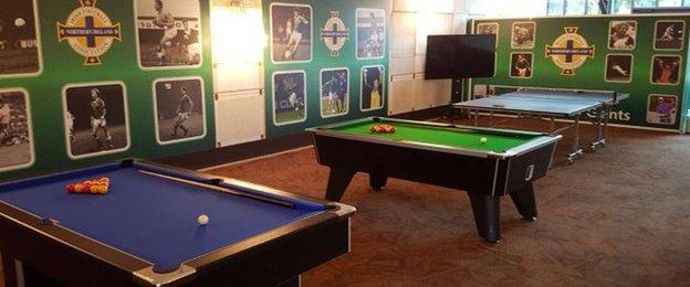 The Northern Ireland team hotel features pool tables